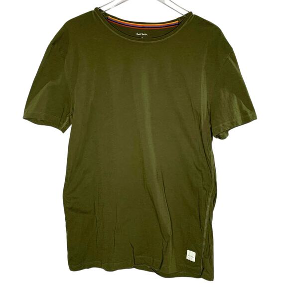 Paul Smith L Mens Olive Green Tee Shirt Short Sleeve 100% Cotton - Picture 1 of 9
